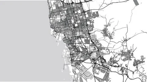 Urban vector city map of Jeddah, Saudi Arabia, Middle East 스톡 일러스트