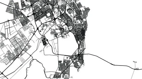 Urban vector city map of Khobar, Saudi Arabia, Middle East Stock Illustration