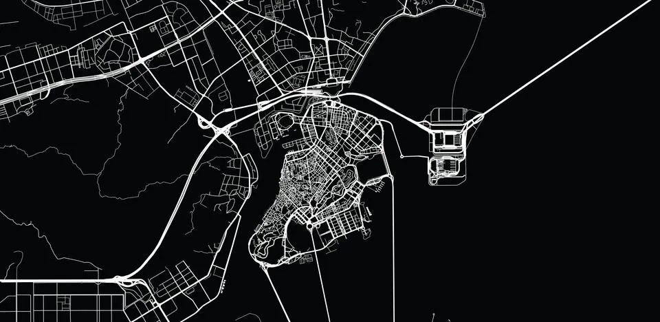 Urban vector city map of Macau, China Stock Illustration