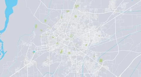 Urban vector city map of Multan, Pakistan 스톡 일러스트