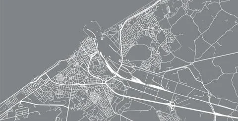 Urban vector city map of Ostend, Belgium 스톡 일러스트