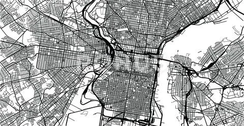 Urban vector city map of Philadelphia, Pennsylvania, United States of America Stock Illustration
