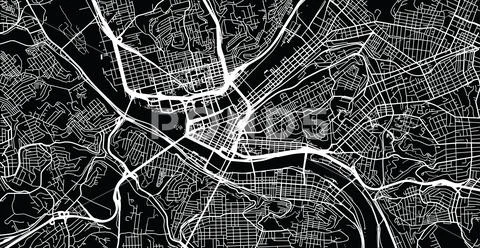 Urban vector city map of Pittsburgh, Pennsylvania, United States of America Stock Illustration