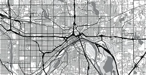 Urban vector city map of St Paul, USA. Minnesota state capital 스톡 일러스트