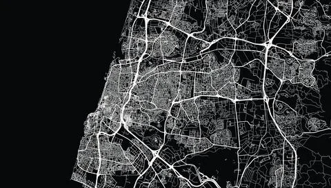 Urban vector city map of Tel Aviv, Israel, middle east Illustrazione stock