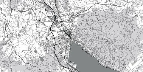 Urban vector city map of thun, Switzerland, Europe Illustrazione stock