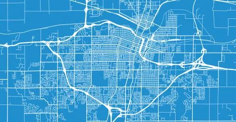 Urban vector city map of Topeka, USA. Kansas state capital Stock Illustration