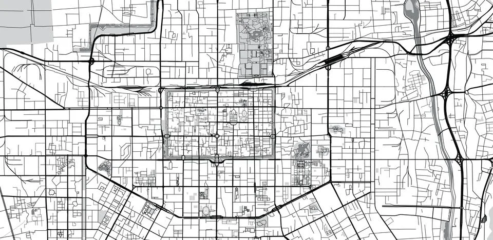 Urban vector city map of Xian, China イラスト素材