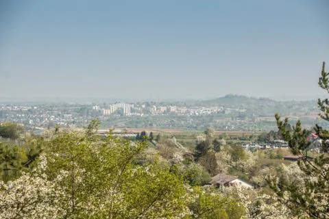 Urban view down the valley Stock Photos