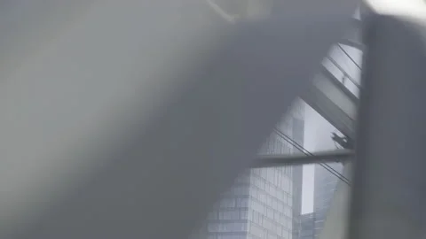 Urban view from train window. Bridge constructions with road with cars Stock Footage 146511226