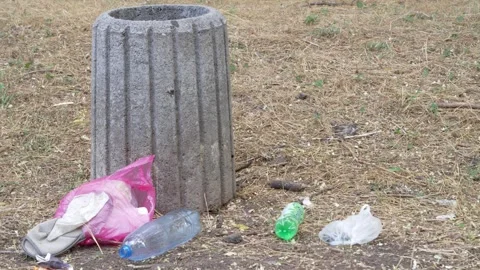 Urban Waste Management Addressing the Issues of an Overflowing Trash Can Located Vidéo 280996653