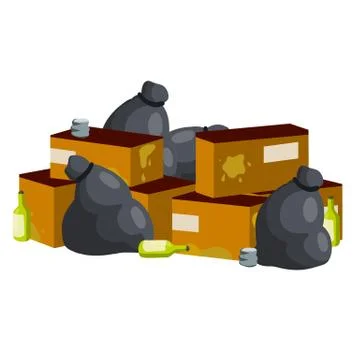 Urban waste problem. Pollution of environment. Cartoon flat illustration. Stock Illustration