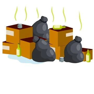 Urban waste problem. Pollution of environment. Cartoon flat illustration Stock Illustration