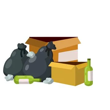 Urban waste problem. Pollution of environment. Stock Illustration