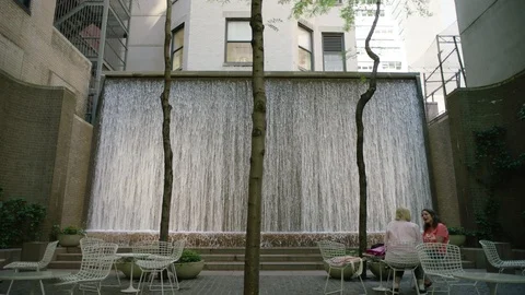 Urban Waterfall with trees Stock Footage 108657397
