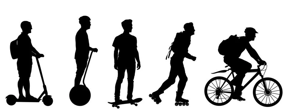 Urban ways transportation method vector silhouette illustration Stock Illustration