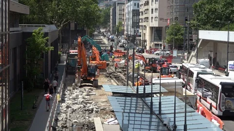 Urban work in the streets of Lyon Stock Footage 111816758
