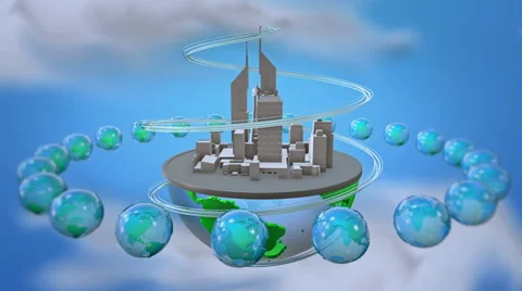 Urban world at sky background Stock Footage 43418768