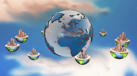 Urban world at sky background Stock Footage 43419533