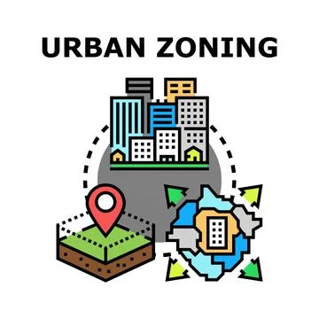 Urban zoning concept developing city planning regulations Stock Illustration