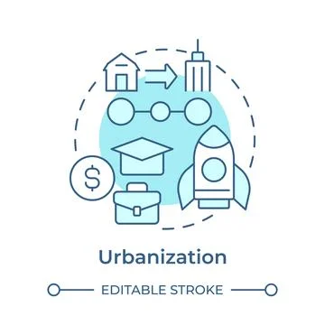 Urbanization soft blue concept icon Illustrazione stock