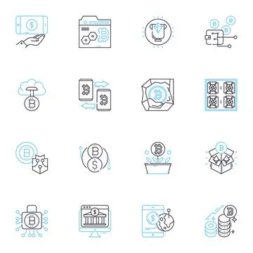 Urbanization trends linear icons set. Growth, Density, Migration, Development Stock Illustration