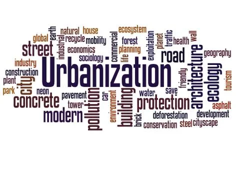 Urbanization word cloud concept Stock Photos