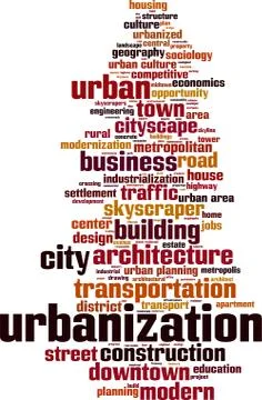 Urbanization word cloud Stock Illustration