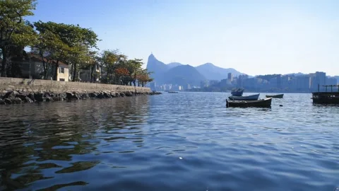 Urca Beach and Christ the Redeemer Stock Footage 266865634