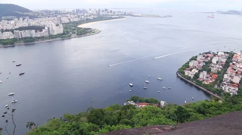 Urca beach viewed from Corcovado mountain in Rio de Janeiro, Brazil Stock Footage 44597442