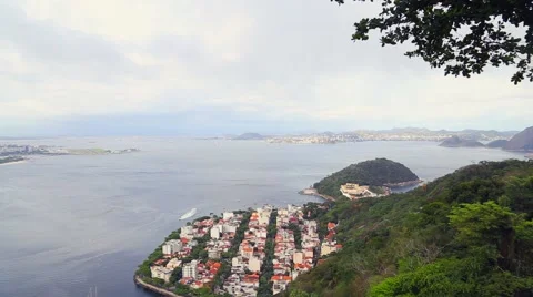Urca beach viewed from Corcovado mountain in Rio de Janeiro, Brazil Stock Footage 44597443
