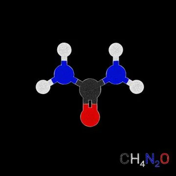 Urea model molecule. Isolated on black background. Sketch illustration. イラスト素材