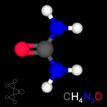 Urea model molecule. Isolated on black background. 3d Vector illustration. 스톡 일러스트