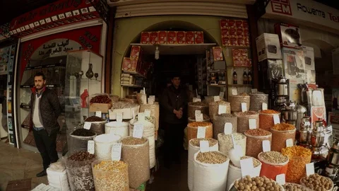 Urfa Eastern Marketplace Shop With Different Spices Stock Footage 75411564