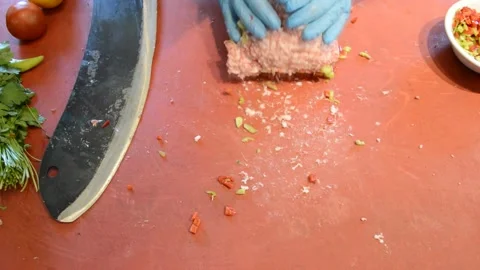 Urfa Kebab Making Stock Footage 243720337