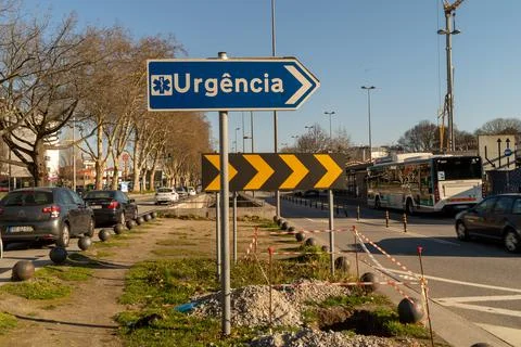Urgencia traffic signal in Portugal Stock Photos