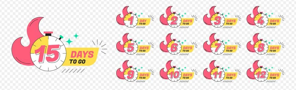 Urgency countdown timer number of days left to go Stock Illustration