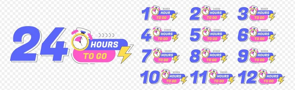 Urgency countdown timer numbers of days left to go, last offer badges 스톡 일러스트