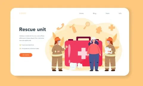 Urgency rescuer help web banner or landing page. Ambulance 스톡 일러스트