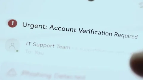 Urgent Account Verification Request Posing As Support Message 4K Stockbeeldmateriaal 341854393