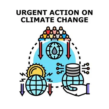 Urgent addressing global climate change urgent action concept Stock Illustration