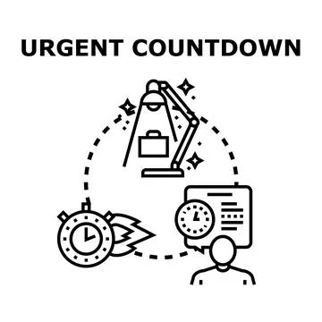 Urgent countdown vector concept for important tasks Stock Illustration