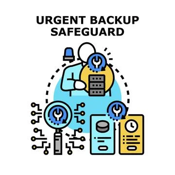 Urgent data backup and safeguard service concept Stock Illustration
