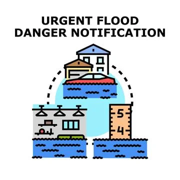 Urgent flood danger notification alert system Stock Illustration