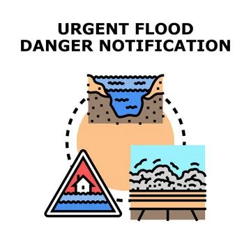 Urgent flood danger notification risk concept Stock Illustration