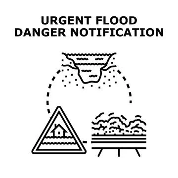 Urgent flood danger notification risk concept Stock Illustration