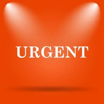 Urgent icon. Internet button on orange background.. Illustrazione stock