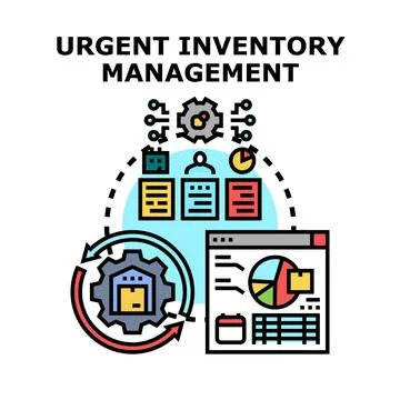 Urgent inventory management system automating business processes Stock Illustration