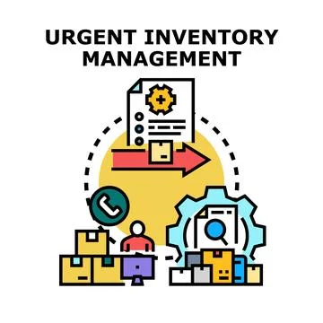 Urgent inventory process management and stock logistics Stock Illustration