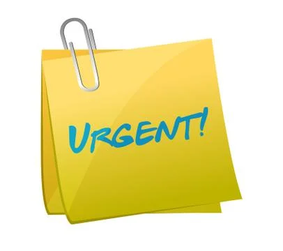 Urgent message on a post it illustration design over white Illustrazione stock
